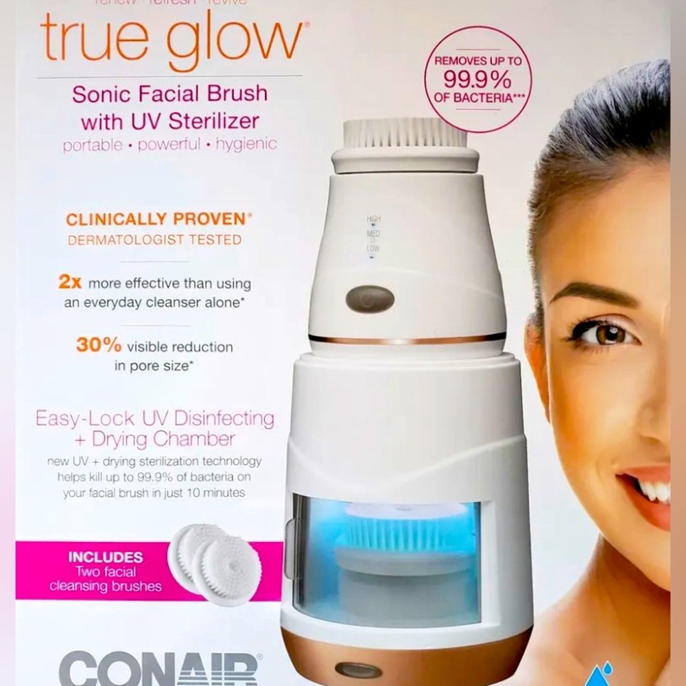 True Glow Sonic Facial Brush with UV Sterilizer - NIB